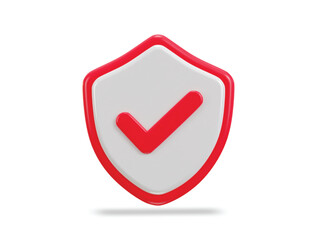 Right mark with protect shield 3d verified icon