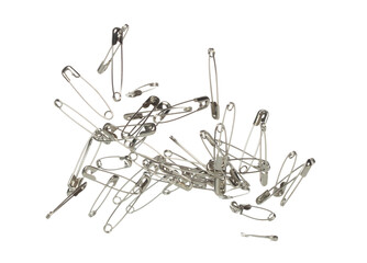 Safety Pin brooch pour fall down, explosion in air. Many safety pin medium size splash fly in group...