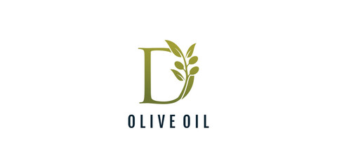 Letter D logo design element vector with olive concept