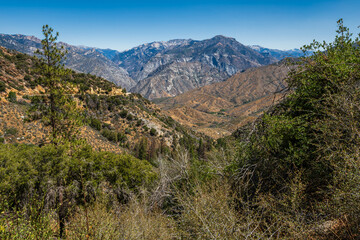 Fototapeta na wymiar Aerial view at the mountains of Sierra Nevada range in the Kings Canyon national park.