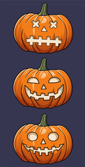 Vector of various Jack o lantern Pumpkin faces Part 1