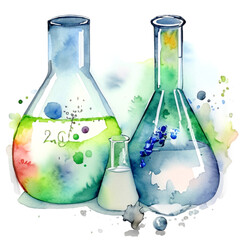 Fiolki chemiczne ilustracja - obrazy, fototapety, plakaty