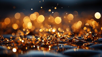 Sparkling Luxury, Gold Glitter, Bokeh Sparkles, and Particles - obrazy, fototapety, plakaty