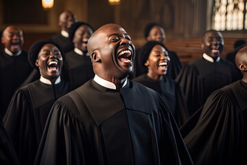 A Christian church choir raising their voices in harmony