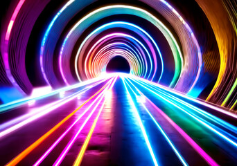 カラフルな光線のトンネル