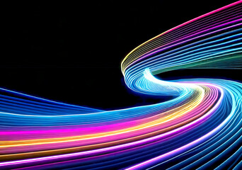 カーブしたカラフルな光線