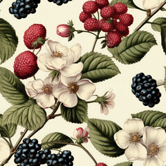 Berries cartoon repeat pattern