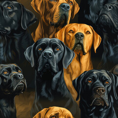 Obraz premium Mastiffs dogs breed animal cartoon repeat pattern