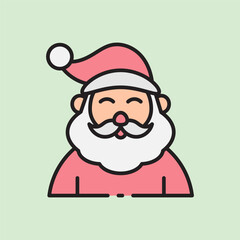 christmas santa icon with lineal color style