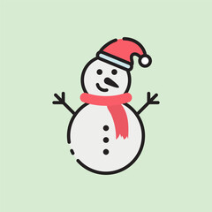 christmas snowman icon with lineal color style
