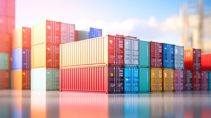 Shipping containers,  the vessels of modern globalization - obrazy, fototapety, plakaty