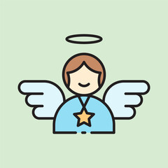 christmas angel icon with lineal color style