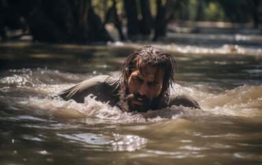 photo of man in a river