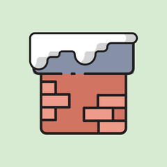 christmas chimney icon with lineal color style