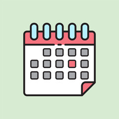 christmas calendar icon with lineal color style