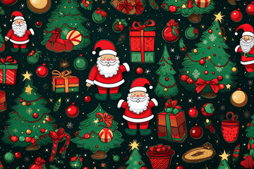 Christmas themed clipart with lots of clearly spaced icons, featuring a variety of traditional Christmas ornaments in colors that fit their real life color but including lots of holiday red and green,