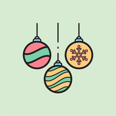 christmas light ball icon with lineal color style