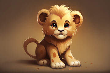 Naklejka premium super cute, animals, lion, chibi style