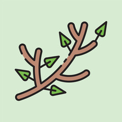 christmas branches icon with lineal color style