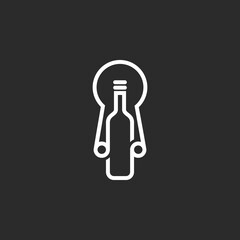 The logo is pictogram the keyhole and bottle. Outlined and elegant.
