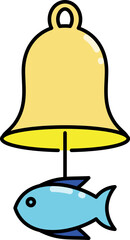 Korean fish wind chime line icon