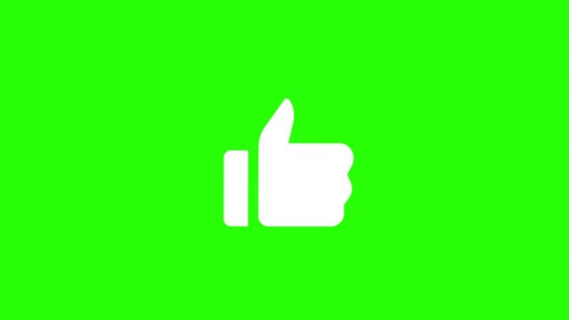 Thumbs Up animated emoji. Like react emotion icon animated on green screen background. 4K motion design video