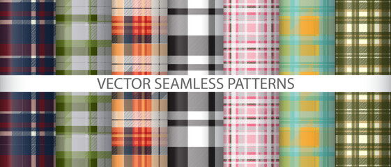 Set fabric texture textile. Background tartan vector. Seamless check pattern plaid. - obrazy, fototapety, plakaty