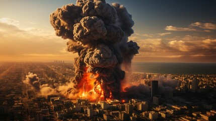 A nuclear bomb exploding in the city - obrazy, fototapety, plakaty