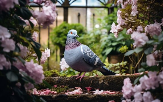 photo of a pigeon in a garden