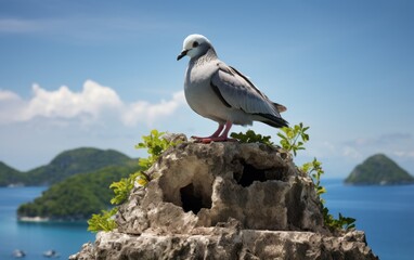 photo of a pigeon on a rock