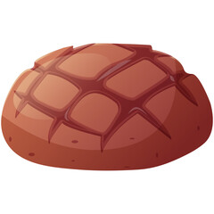 Loaf or dark bread, circle baking bread, food vector cartoon illustration. Bread clipart, icon for graphic resources for apps, menues.