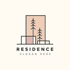 building forest outdoor architecture minimal logo design vector graphic