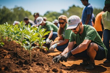 Volunteers Planting Trees - Powered by Adobe