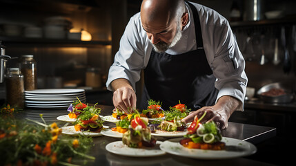 A Chef Plating a Gourmet Dish