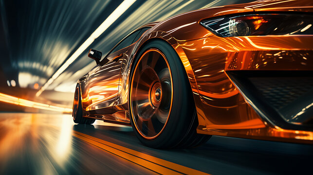 Close-up of Sports Car Wheel with Motion Blur © Custom Media