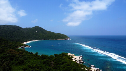 aerial shot of Caribbean coasts in Colombia