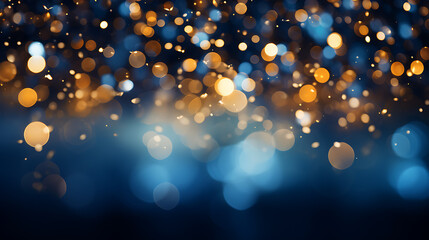 Christmas Bokeh Lights with Blue Background