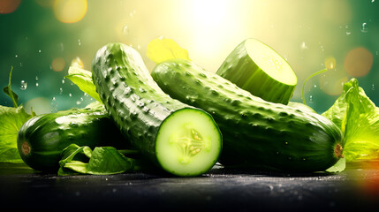 cucumber with slices isolated,Long cucumber ,Cucumber background
