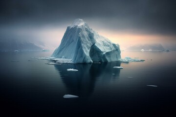 solitary iceberg in the sea. Generative AI