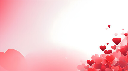Love valentine's background with pink falling hearts over white,Paper pink hearts fly on soft pink color background, border, copy space. Valentine day concept for design.