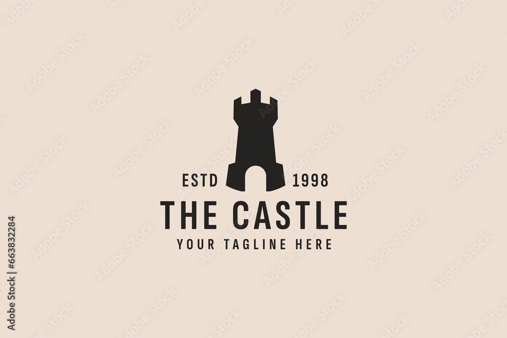 Sticker vintage style castle logo vector icon illustration