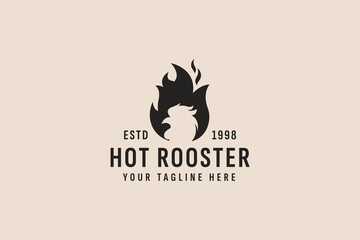 vintage style rooster logo vector icon illustration
