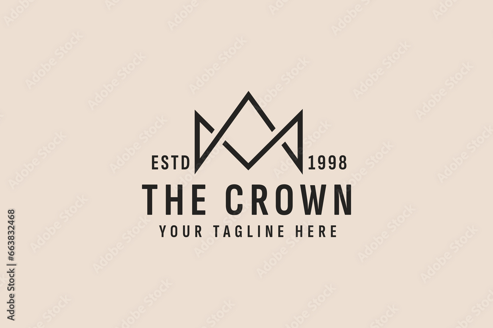 Sticker vintage style crown logo vector icon illustration