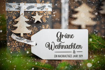Text Gruene Weihnachten, Means Green Christmas, Christmas Gifts, Snowy Winter
