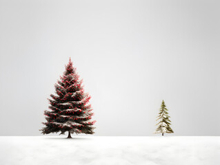 Christmas Tree with empty space beside it and lights and ornaments