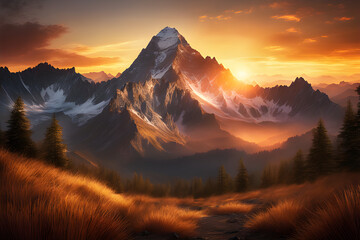 Fototapeta premium sunset in the mountains
