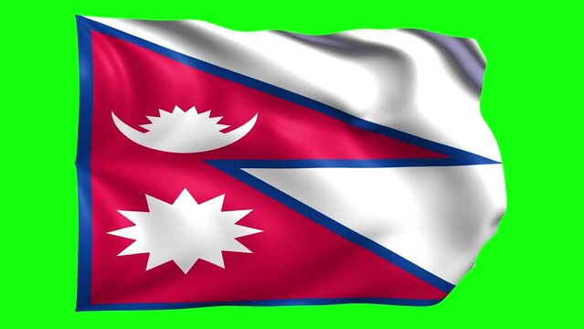 Nepal animated flag on green screen
