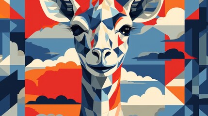 Giraffe. Wild animal illustration in minimalistic style.