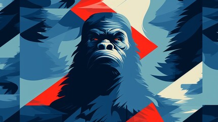 Gorilla. Wild animal illustration in minimalistic style.