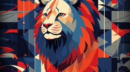 Lion. Wild animal illustration in minimalistic style.